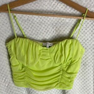 Acoa Lime Green Ruched Women's Cropped Top
